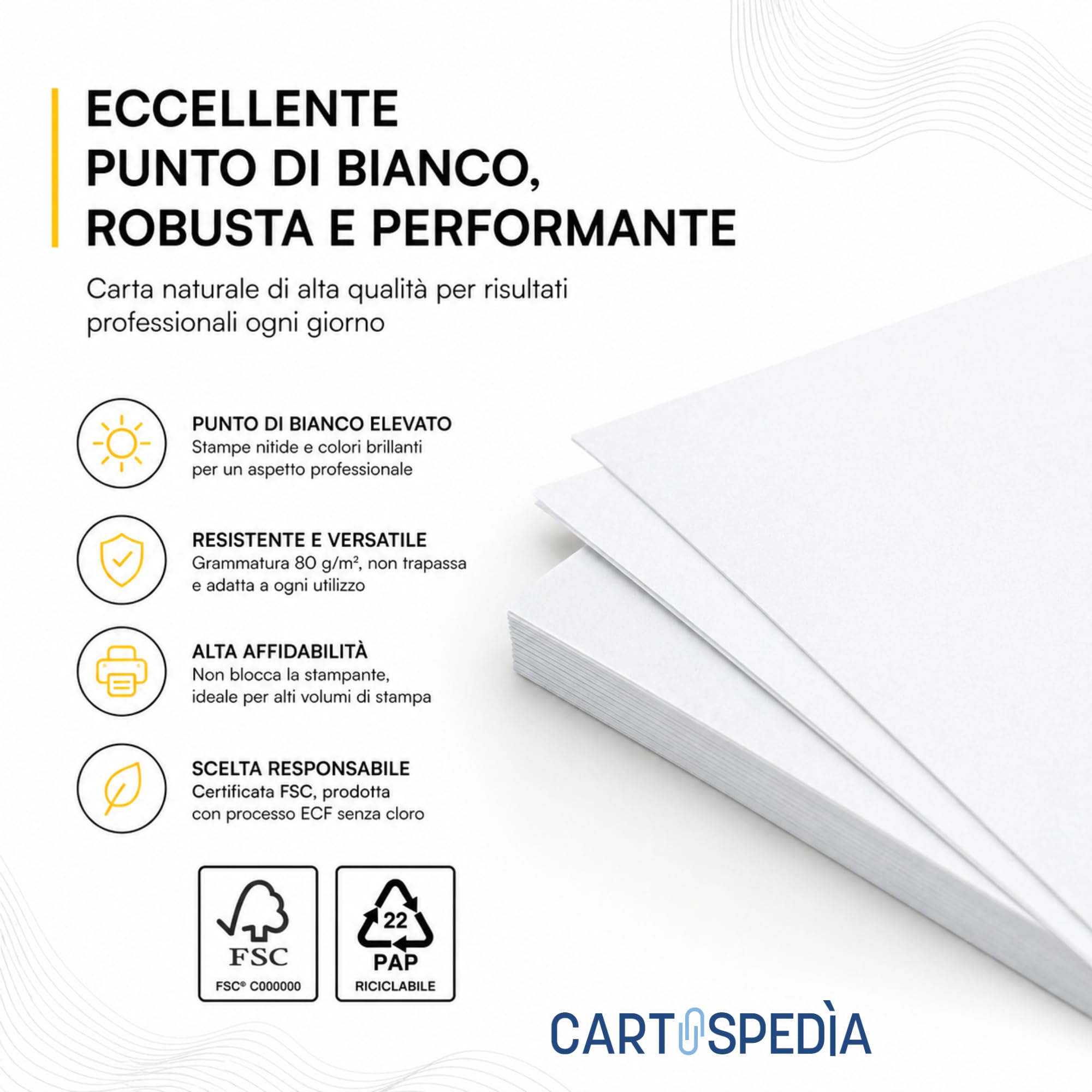 Carta Stampante A5 80 g/m² 500 Fogli Risme - TOTALE 2000 Fogli 14,8 x 21 cm per Farmacia e Ricette Mediche
