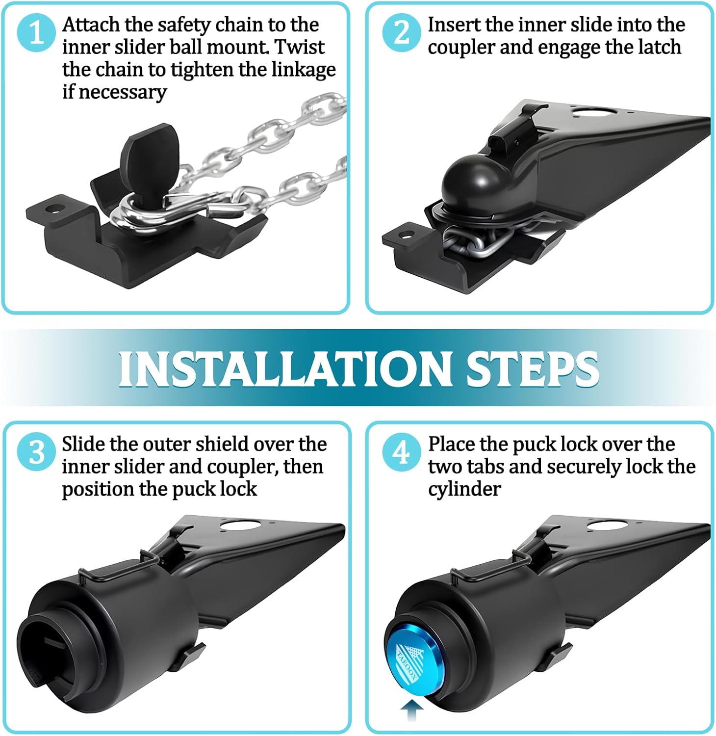 Upgraded Trailer Lock Fits 2 5/16 Inch Coupler, Heavy-Duty Trailer Hitch Locks, Pry-Resistant & Anti-Theft Trailer Coupler Lock, Accessories for Trailer/RV/Boat