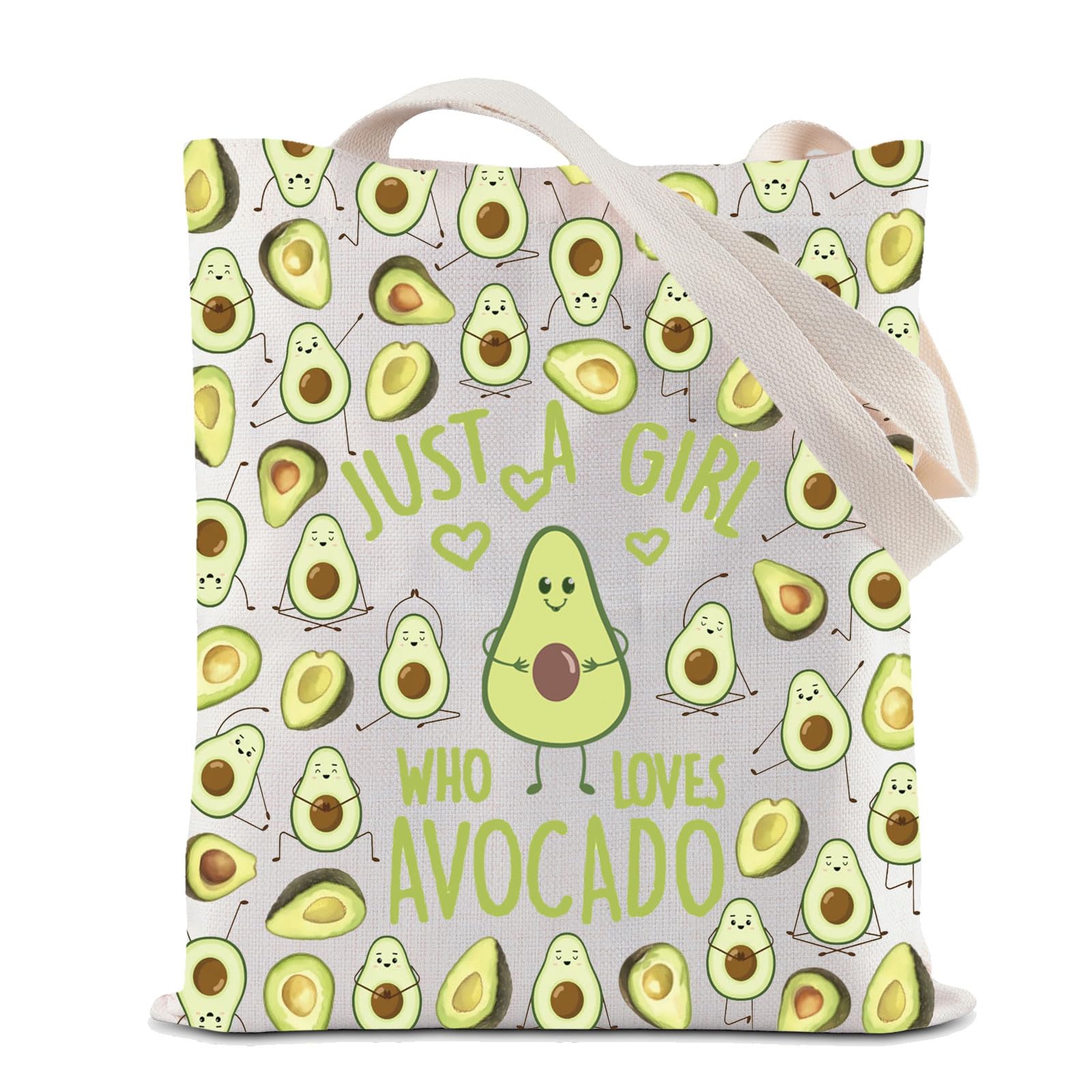 ZJXHPO Avocados Tote Bag Just A Who Loves Avocados Reusable Grocery Shopping Bag Avocado Lover Gift Vegan Shoulder Bag