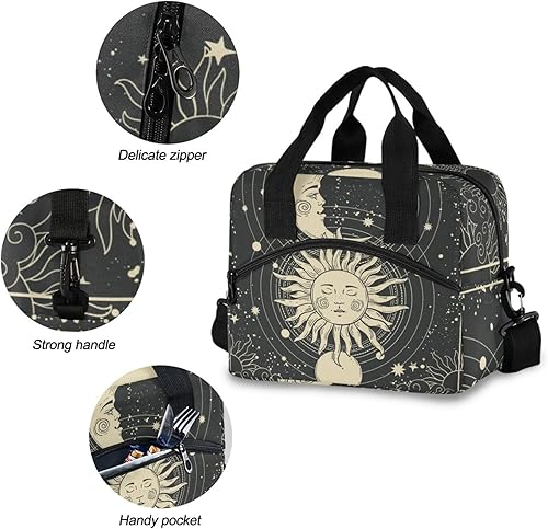 Miniatura 5 de Bolsa de almuerzo con aislamiento y diseño de tarot y Astrología, bolsa de almuerzo reutilizable, bolsa refrigerante para mujeres, caja de almuerzo