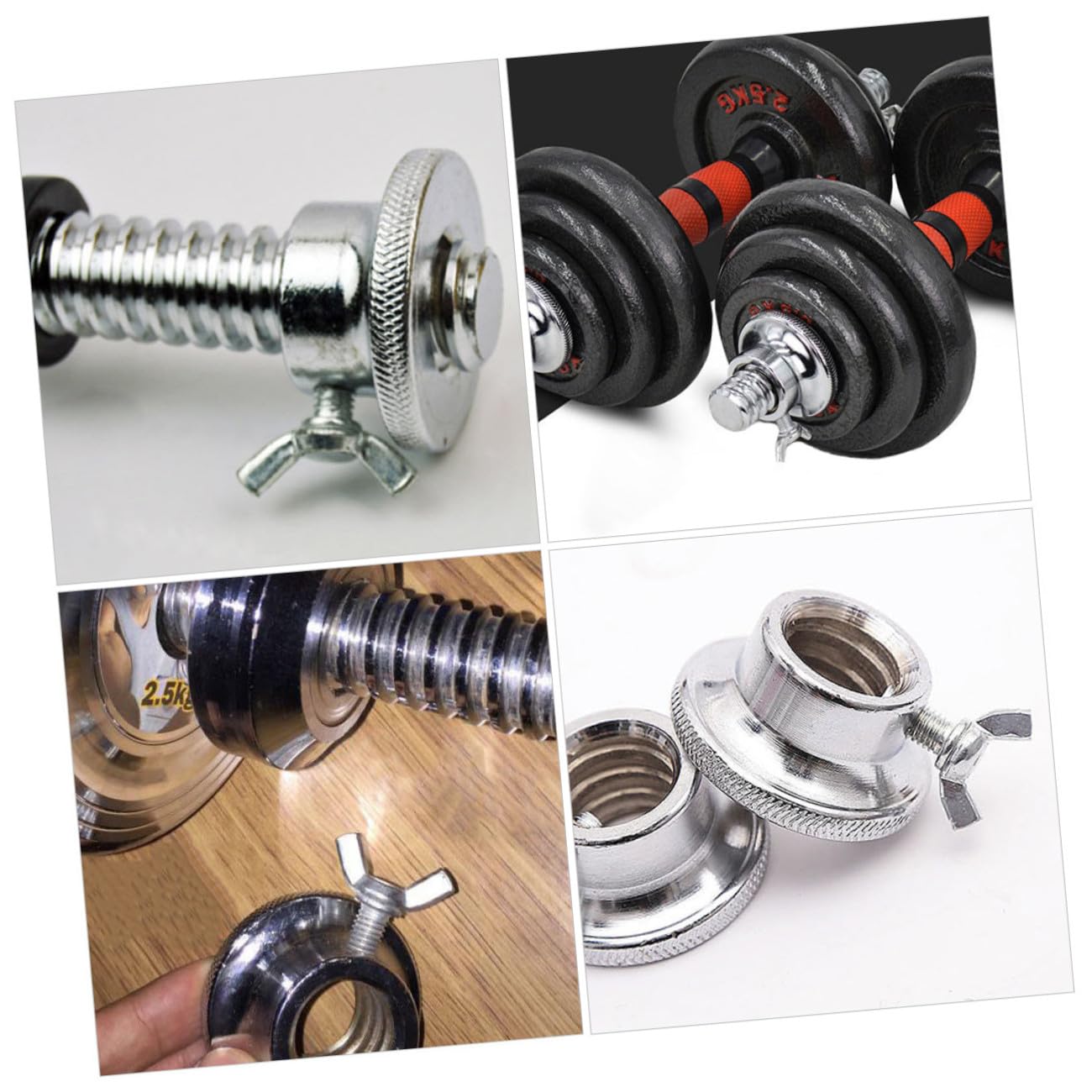POPETPOP 4 Piezas de Tuerca Antideslizante de Seguridad Doble Cierre para Barra de Mancuernas, Collar de Bloqueo de 2.5 Cm, Accesorio Resistente para Entrenamiento de Fuerza y