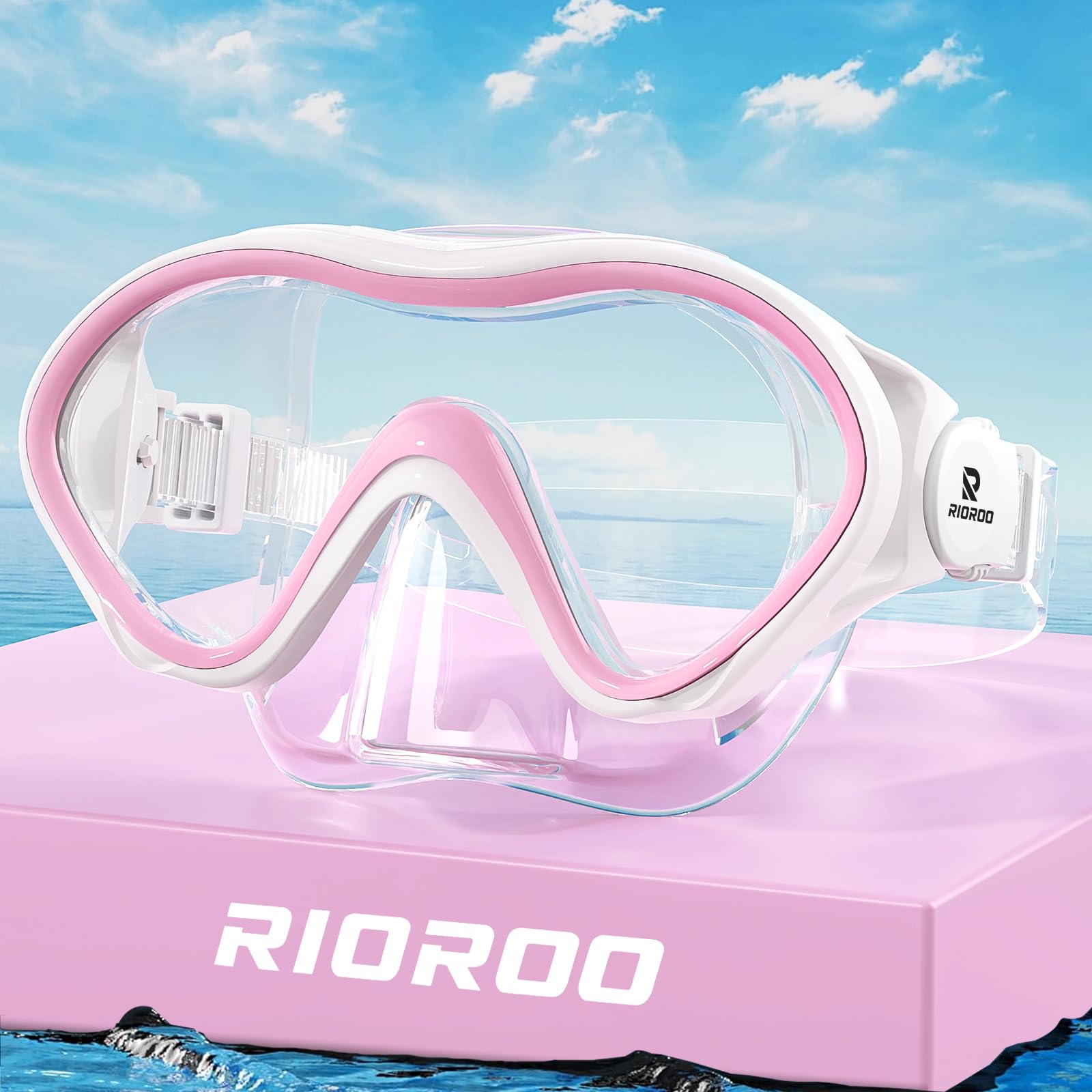 RIOROO Taucherbrille Kinder, Schnorchelmaske für Jungen Mädchen,Schnorchelset Kinder oder Taucherbrille mit Nasenabdeckung, 180°Panorama HD Anti Nebel Anti-Leck Tauchmaske für 4-14 Jahre