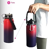 Vista 4 de Paracord Handle Shoulder Strap for Hydro Flask 1.0 12oz to 64 oz Wide Mouth Water Bottles(Not for Hydro Flask 2.0),Three Types of Water Bottle Strap