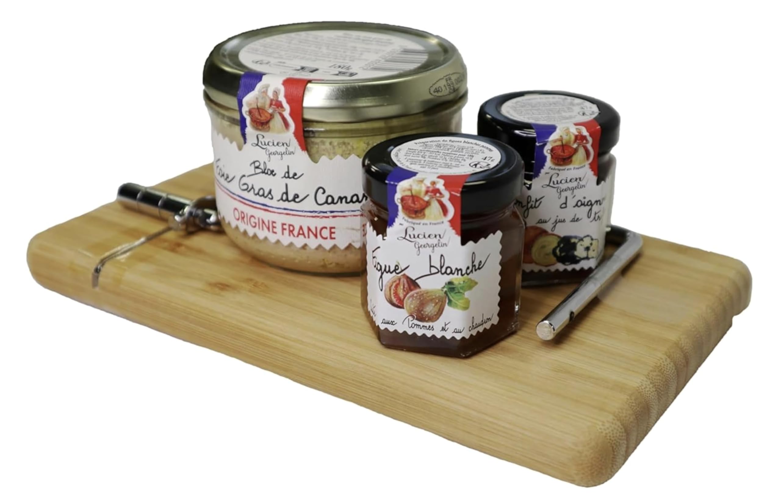 Lucien Georgelin Coffret Cadeau Planche Foie Gras 274g | 1 Bloc Foie Gras Origine France 180g, 2 Confits 47g