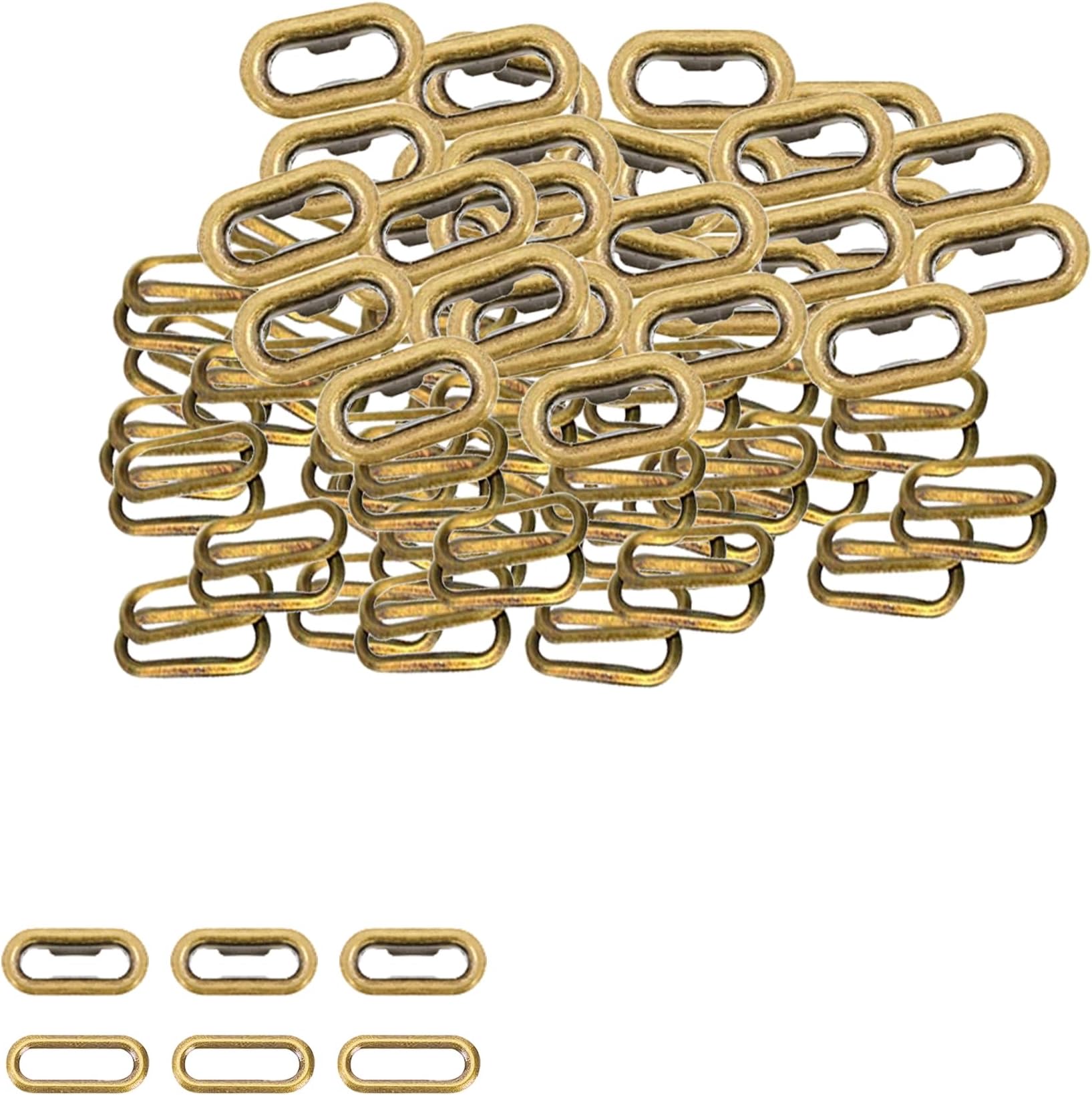 Trimming Shop Oval Eyelets with Washers Brass Rust-Proof Durable Grommets for DIY Leathercraft, Bags, Clothing, Belts, Purses Decoration (10mm, Bronze, 50pcs)
