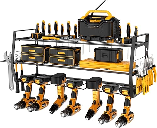 Juquline Organizador de herramientas eléctricas, soporte de taladro, organizador de herramientas inalámbrico para montaje en pared, organizador de