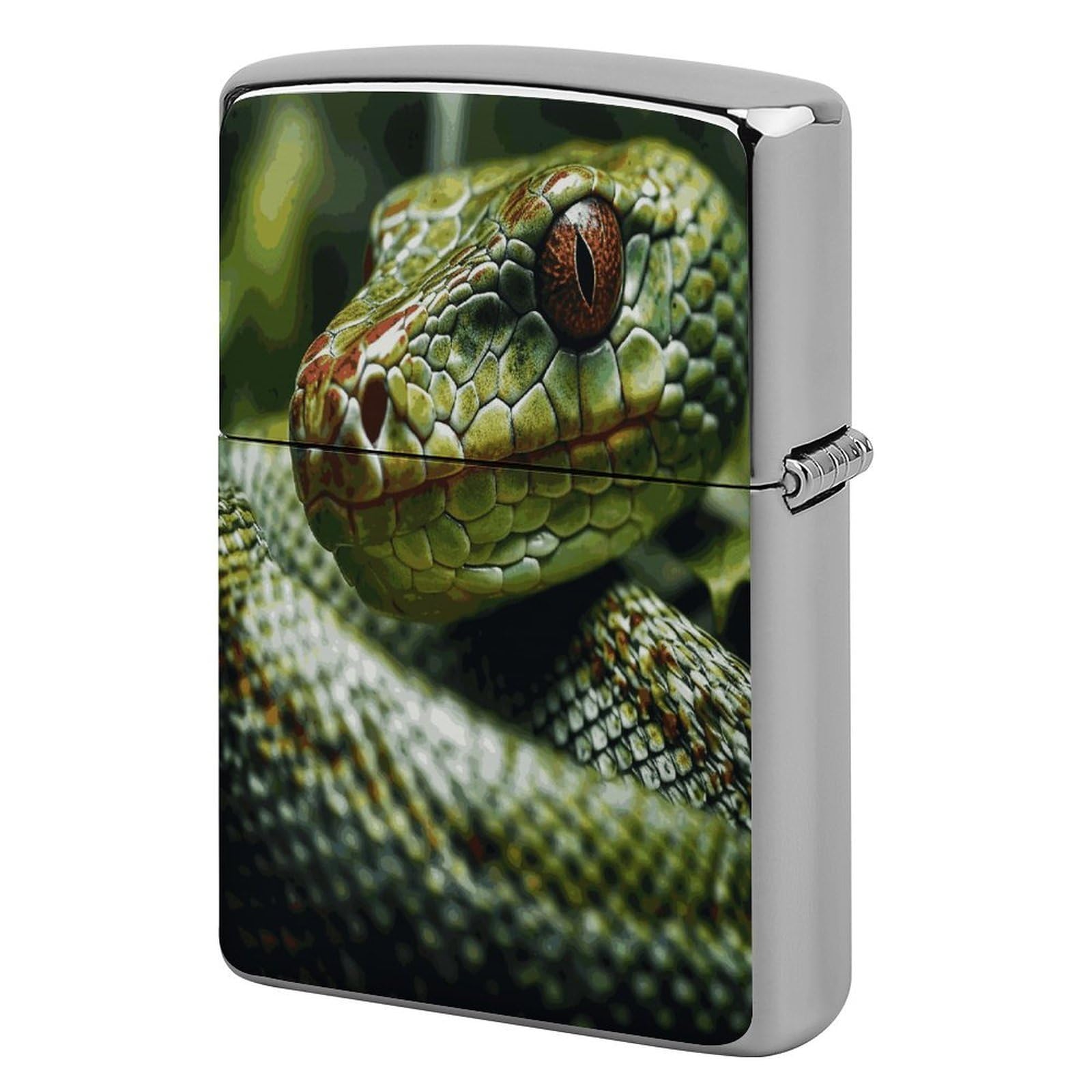 Btcowzrv Style Green Snake Metal Lighter Case Sleeve Cover Holder