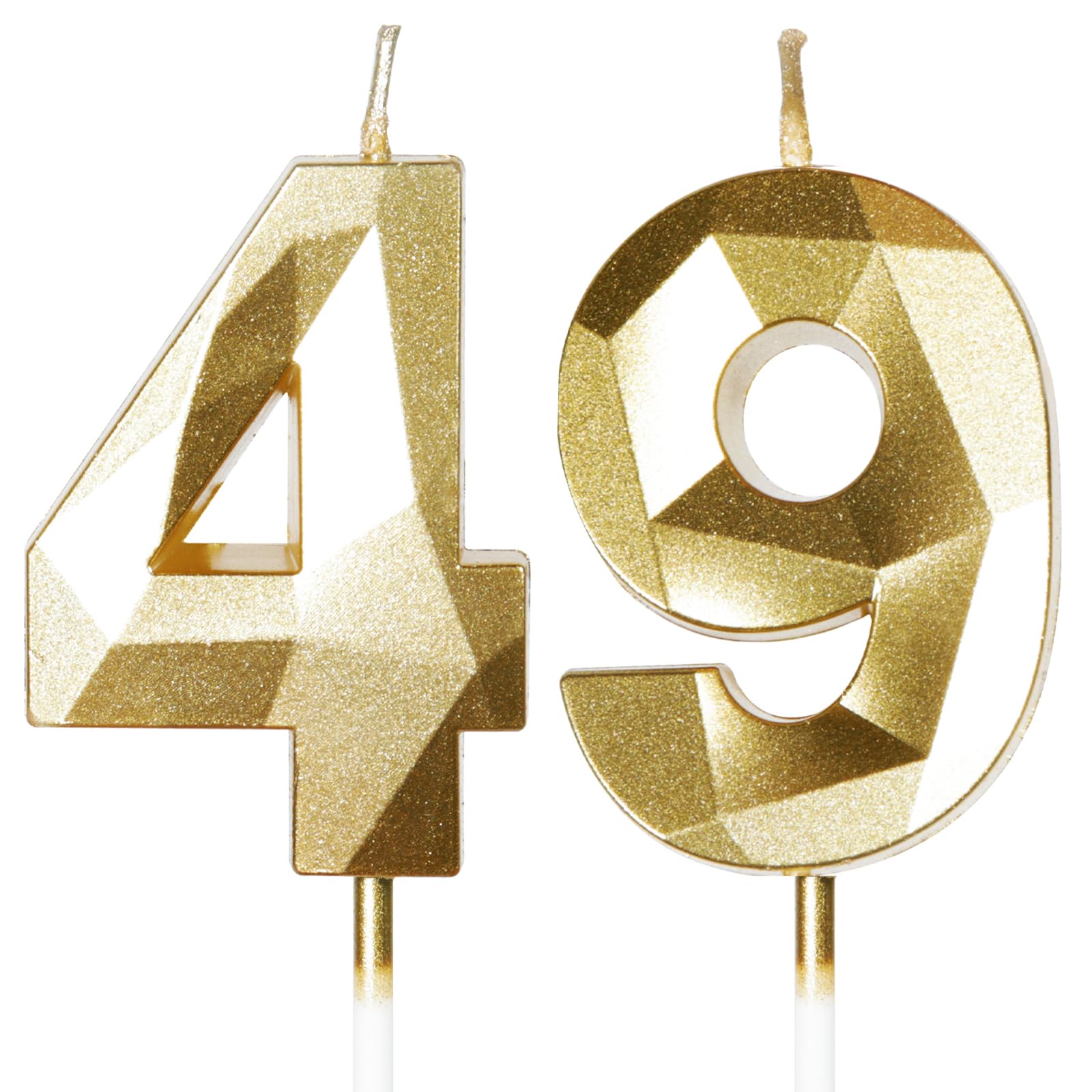 Yiran 50th Birthday Candles, Gold Number 50 Happy Birthday Candles, Cake Topper Decorations for Birthday Party, Wedding Anniversary Celebration Supply — view 169