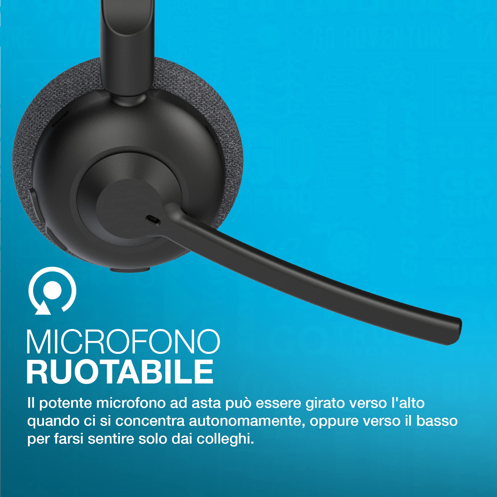 JLab Go Work Pop Cuffie Bluetooth con Microfono per PC - 50h, Nero | Cuffie da PC e Lavoro, Wireless Headset Bluetooth, Connessione simultanea a Computer e Cellulare
