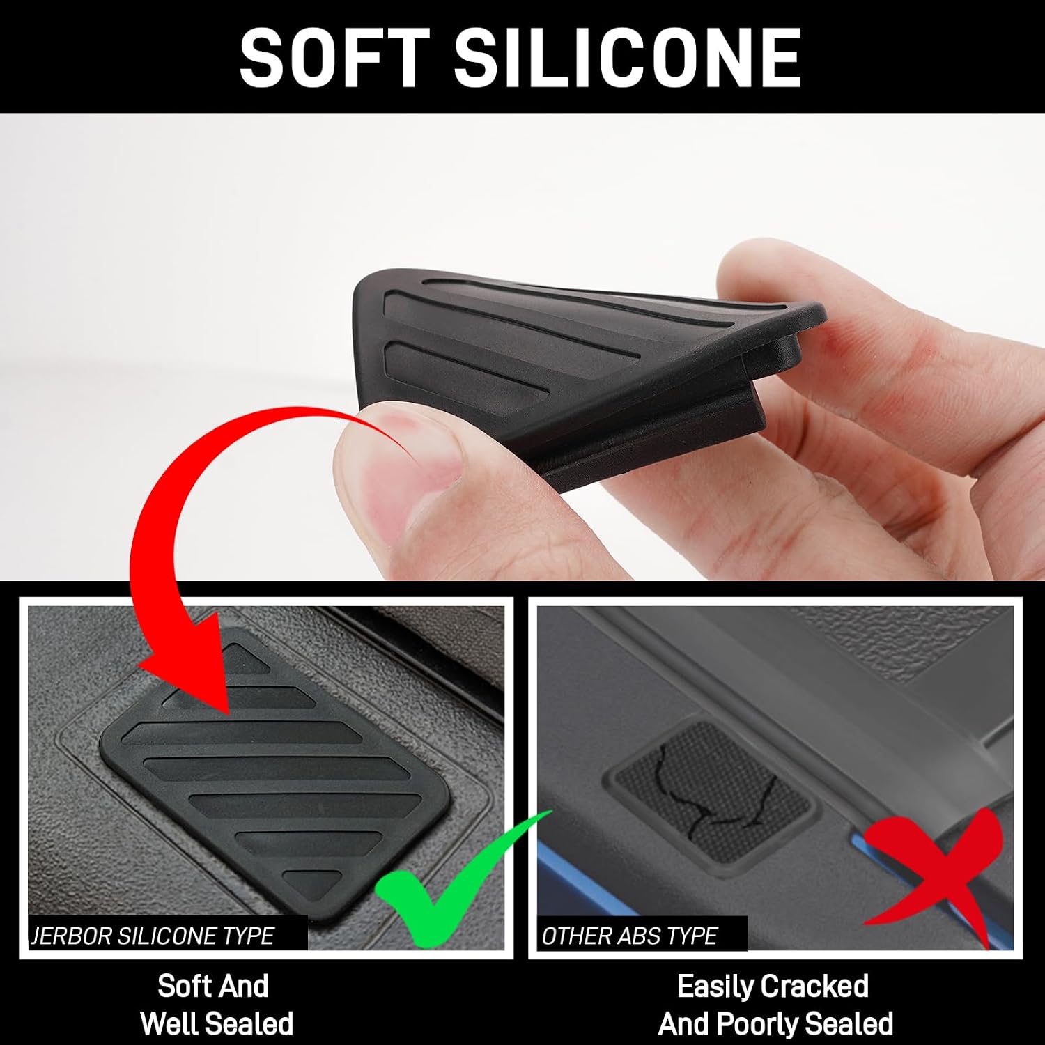 JERBOR Upgraded Silicone Bed Rail Stake Pocket Cover Fit for GM 1981-1998 Rear Pickup Trucks Plugs Hole Caps (for GM 1981-1998)