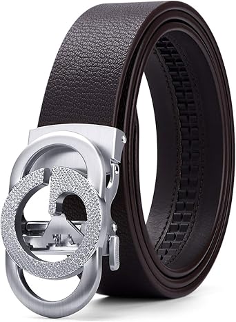 Ratchet Leather Belt for Men Designer Belts for Men with Automatic Buckle Alloy,Trend Fashion with Gift Box