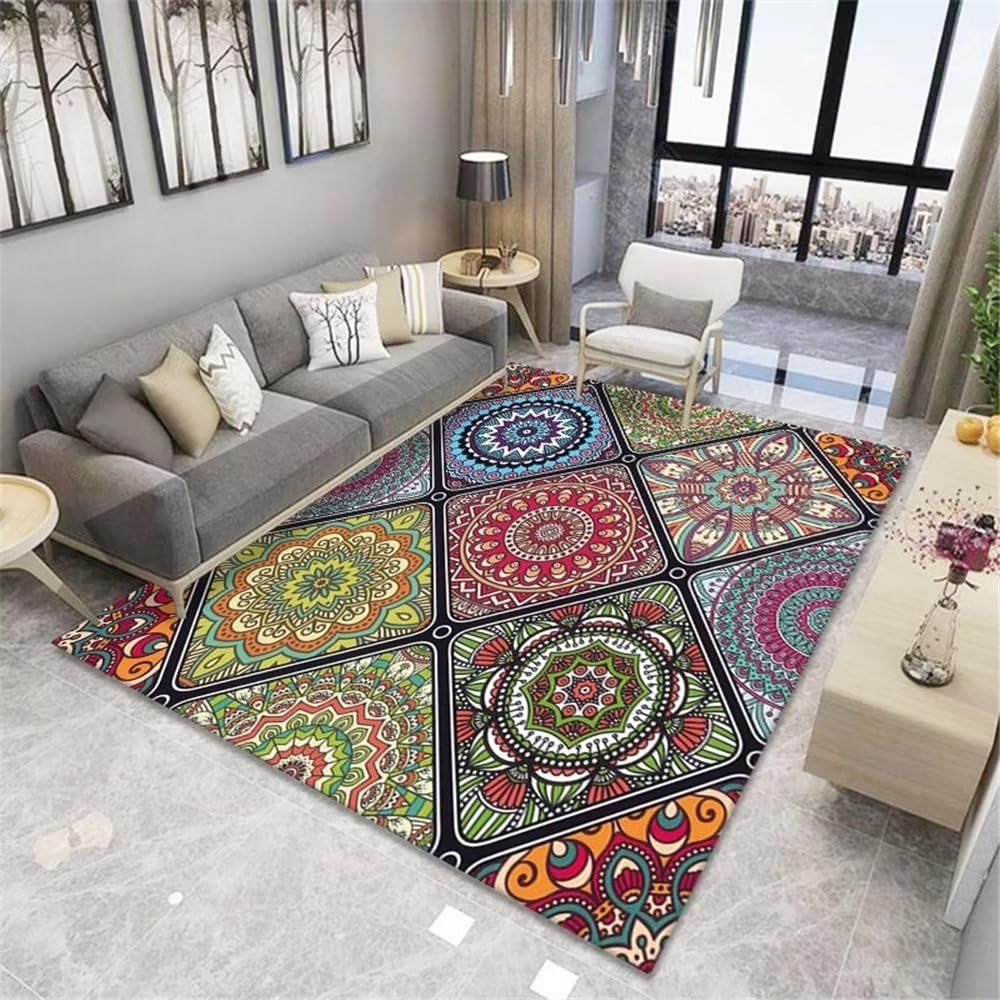 Tapis de chambre ado rouge déco fleur pour espace cosy 120x180