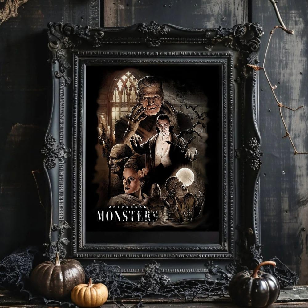 Universal Monsters Puzzle de 1000 pièces – Icônes de monstres universelles – Puzzle d'horreur classique pour adultes – Cadeau de film effrayant