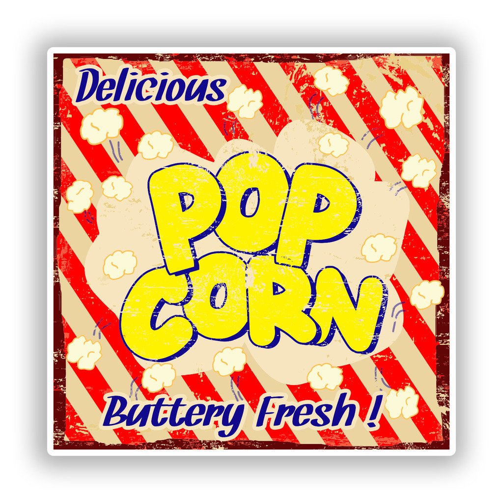 Destinationvinyl Multi 2 X 10Cm/101Mm Delicious Pop Corn Vinyl Stickers Travel Luggage #10145