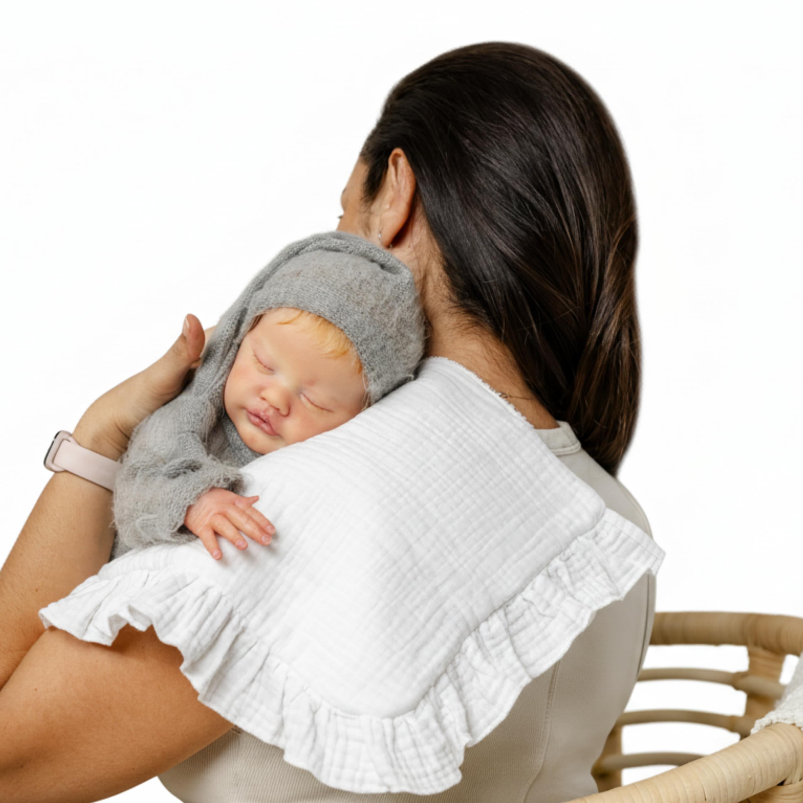 Thermikoa Mussole Neonato per Navicella e Passeggino – Pack 2 Panni 38x28 cm – Mussola Cotone Triplo Strato e Spugna Assorbente Panno Rigurgito da Spalla, Protezione Materassino Culla