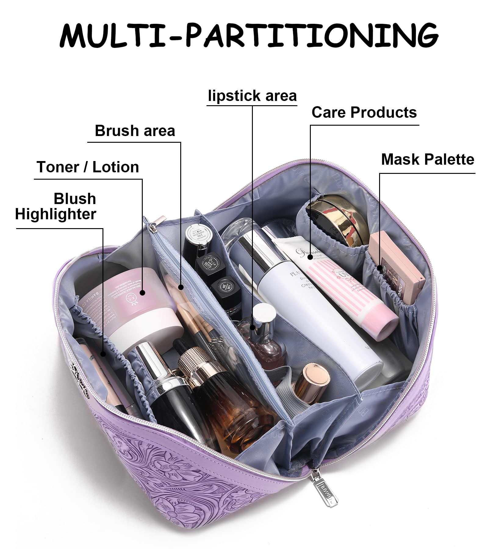 BOYATU Floral Travel Makeup Bag Set, 3-Piece Cosmetic Organizer