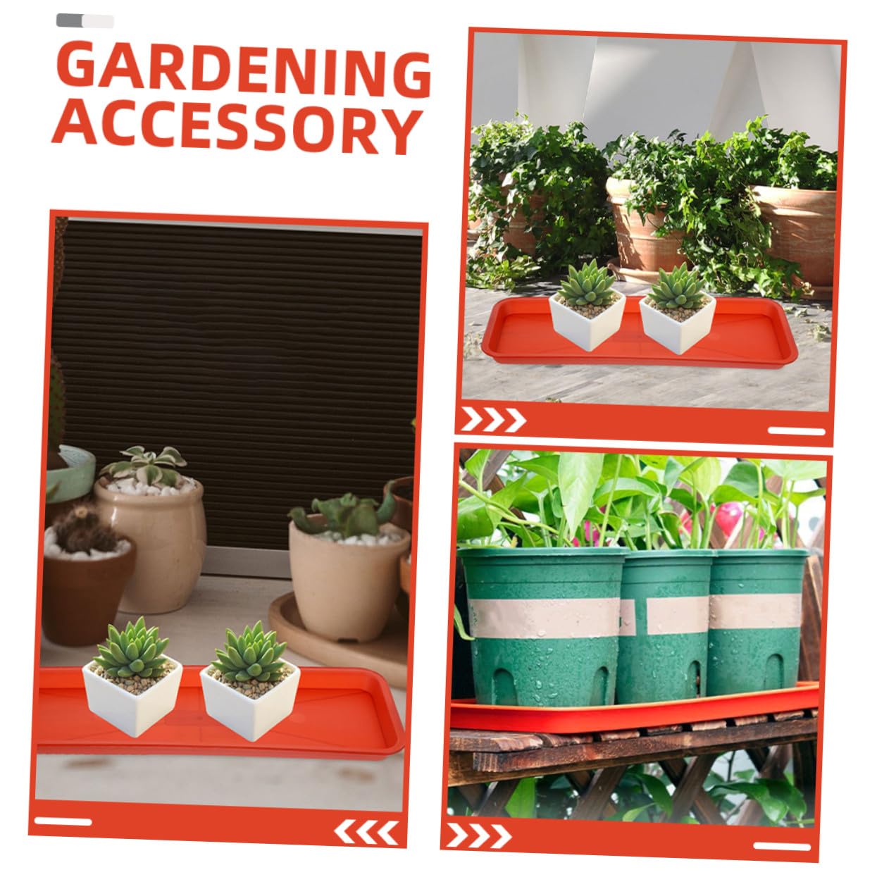 12 Bandejas Rectangulares de Plástico para Plantas Interiores y Exteriores, Bandejas de Riego Duraderas Color Ladrillo, Aptas para Macetas, Platillos Reutilizables para Jardinería