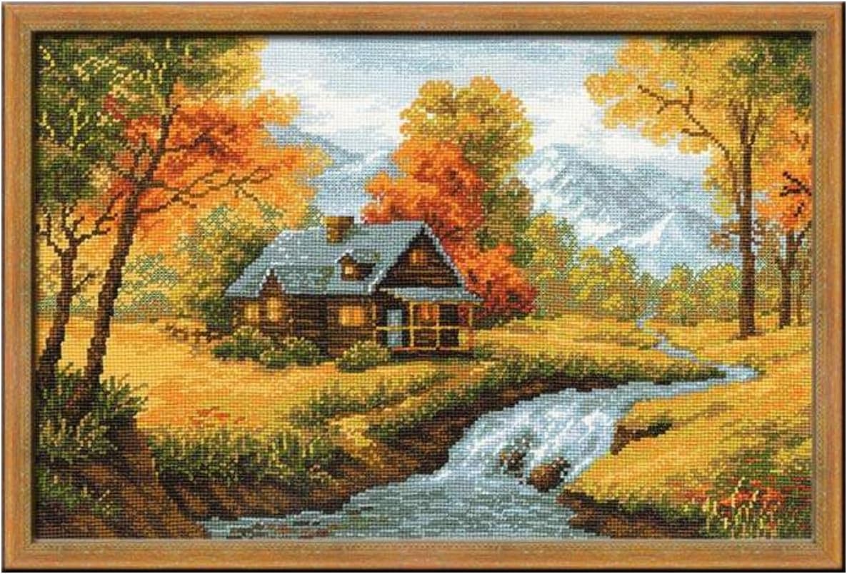 RIOLIS - Autumn View 1079, Cross Stitch Kits 14,96" x 10,24", Cross Stitch Kits for Beginners & Advanced, Crossstitching Kit Adult, Embroidery Counted Stitching Kit