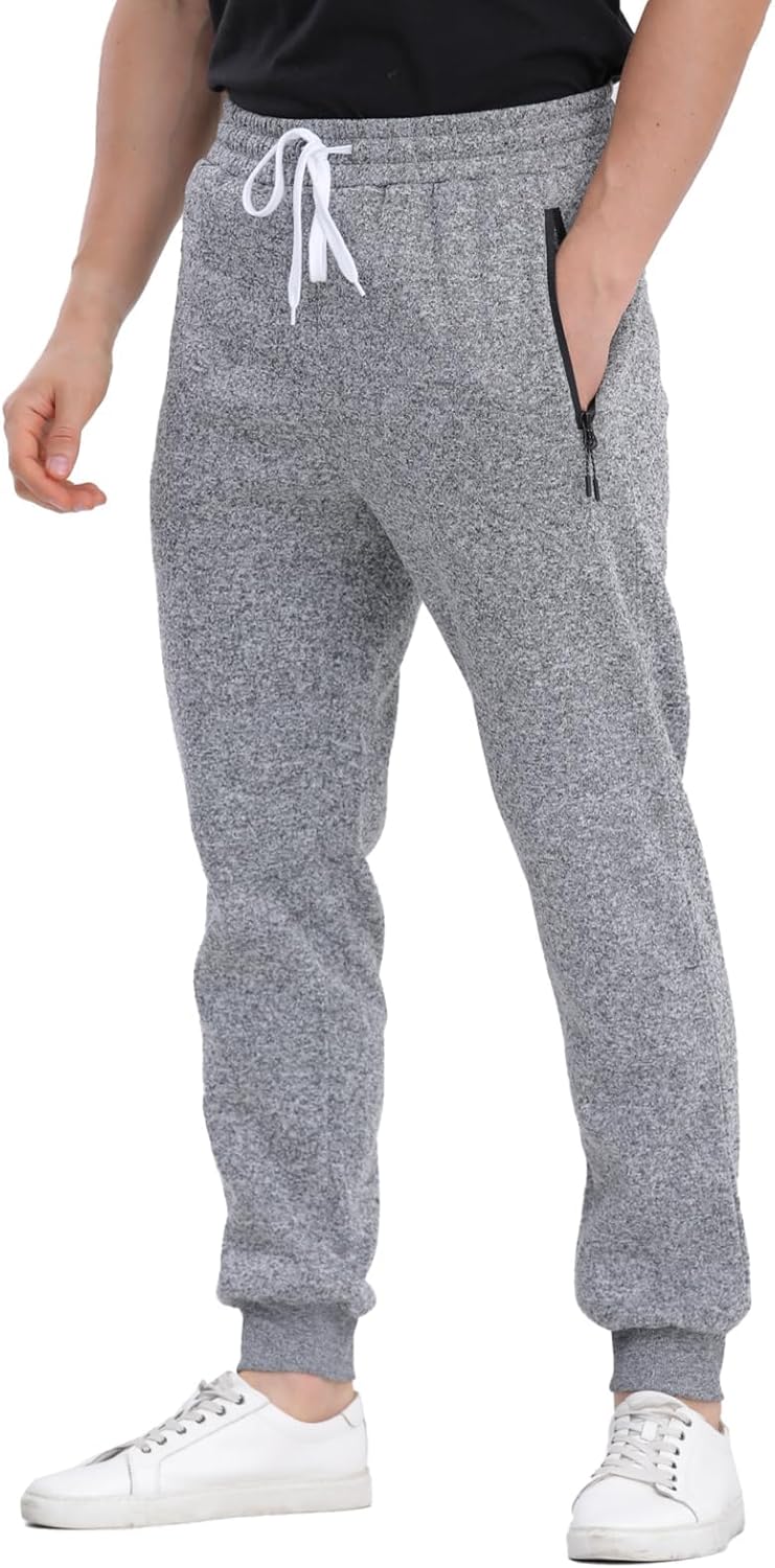 Mens Joggers Sweatpants,3 Pack Fleece Sweat Pants with Pockets/Zipper Pockets Athletic Workout Gym Joggers for Men - Image 6