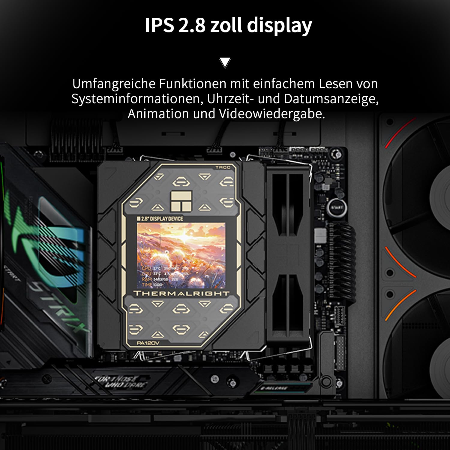 Thermalright Peerless Assassin 120 Vision Black CPU chłodnica powietrza, Dual-Tower 1850 obr./min, ekran IPS o rozdzielczości 320 x 240 i 2,8 cala, chłodzenie komputera do Intel LGA1851/1700/115x i