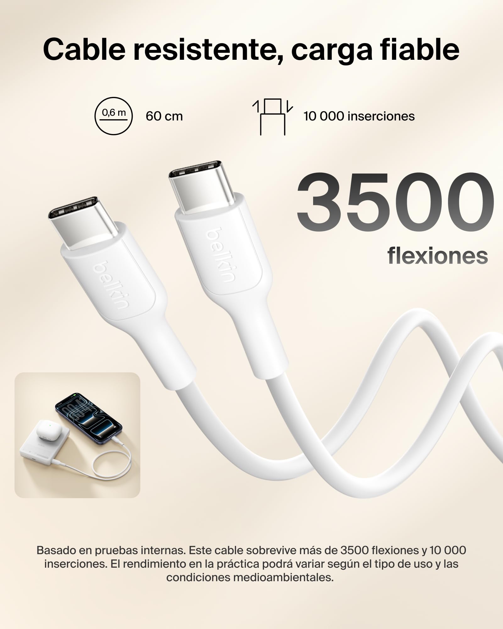 Belkin BoostCharge Batería Externa Magnética Delgada 10000mAh - Blanco | Power Bank con Soporte, Anillo Magnético, 1 Puerto USB-C, Cable Incluido, Autorizada como Equipaje de Mano, Batería Portátil