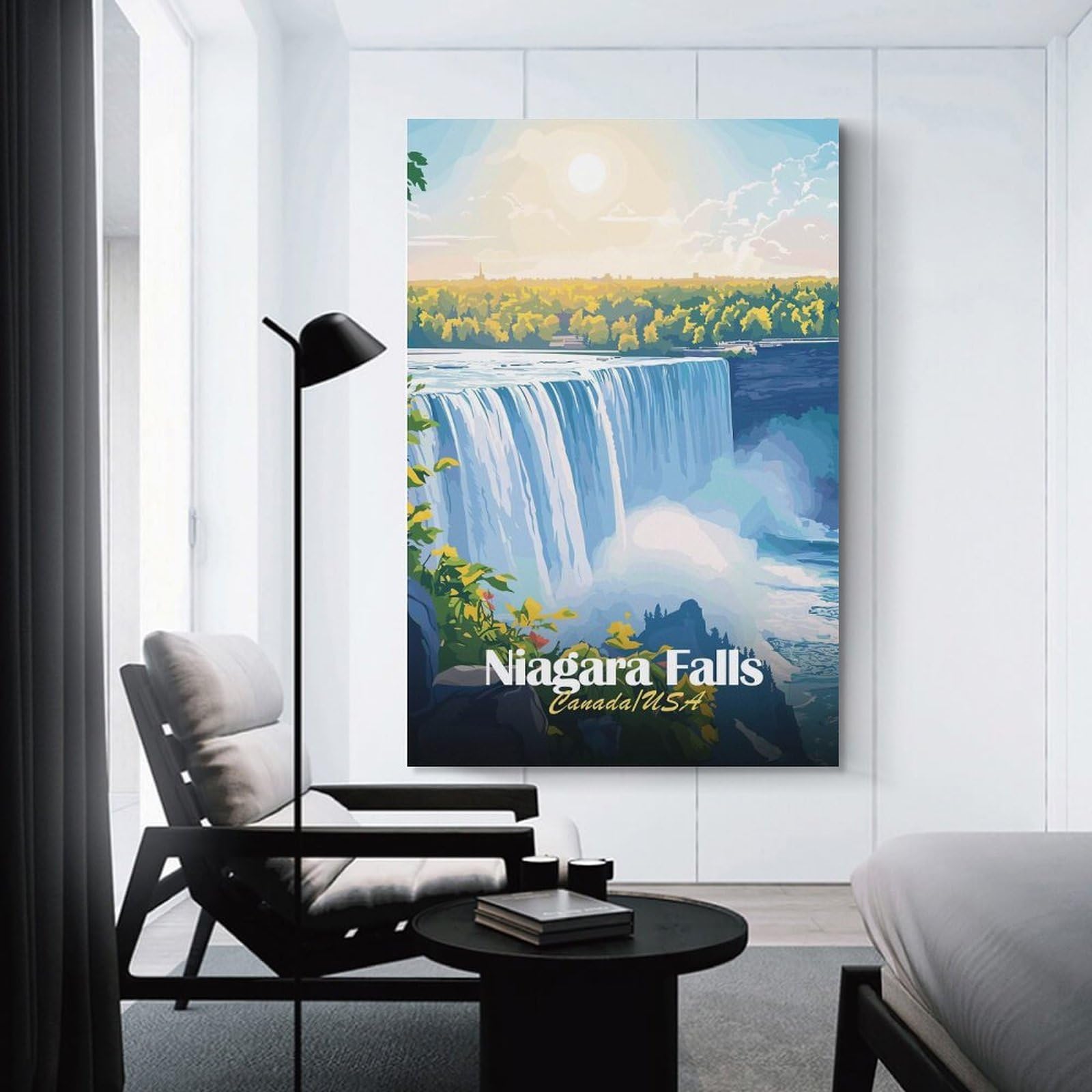 Junmoney Niagara Falls Wall Picture Print 24x36inch(60x90cm), for Lounge Decor, Offices Or Entryway Styling, Versatile Wall Decor for Many Rooms
