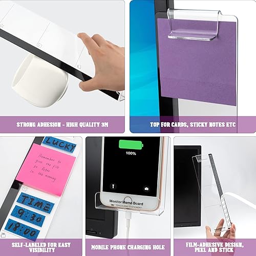 Miniatura 4 de Accesorios de escritorio de oficina, 2 unidades, tablero de notas para monitor de computadora, tablero de mensajes multifunción, panel lateral