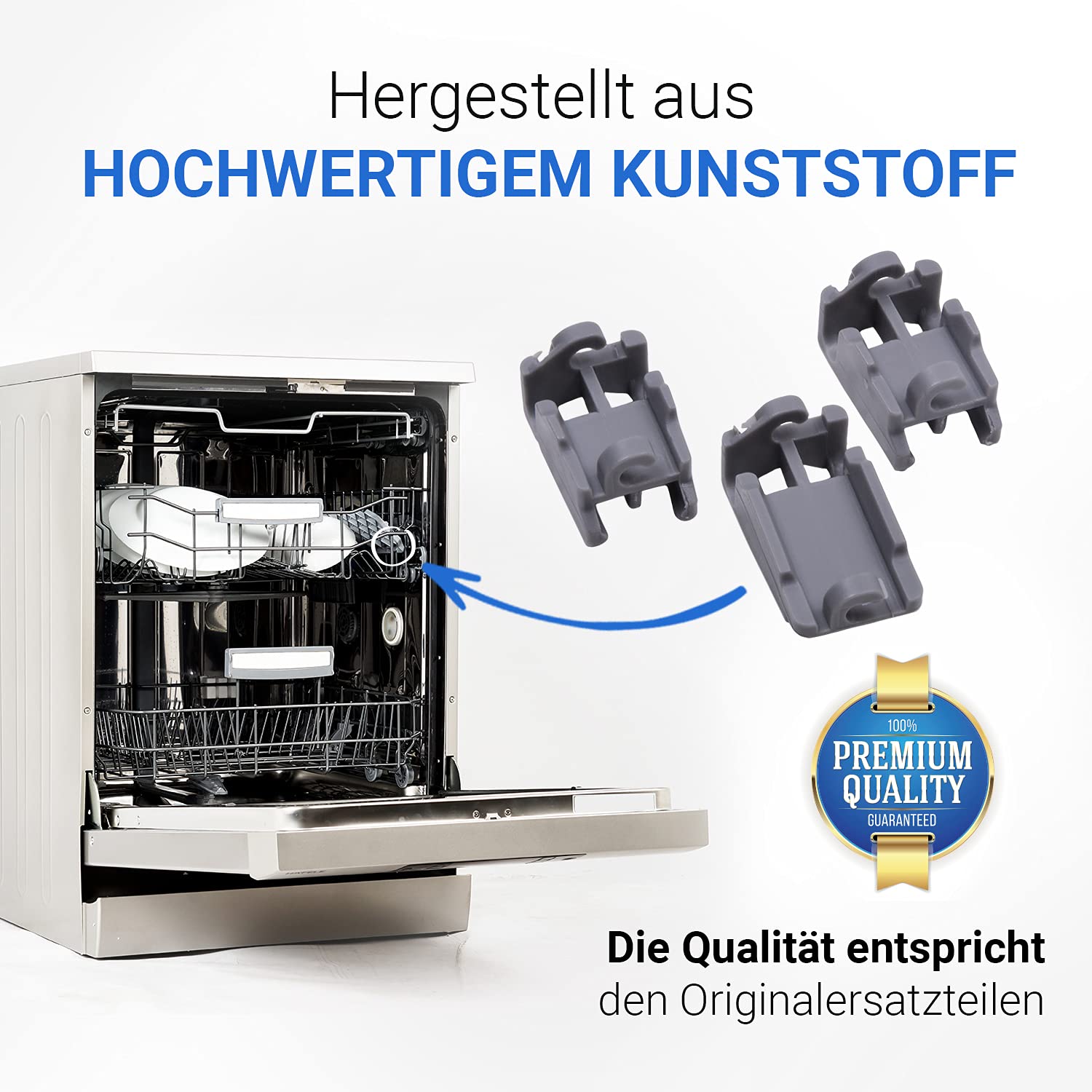 Lager Ersatz für Bosch 00418674 Set für Oberkorbablagen Geschirrspüler 3Stk Geschirrkorb Spülmaschine Oberer Korb Clips Klammer Befestigung Klappstachelreihe Oberkorb