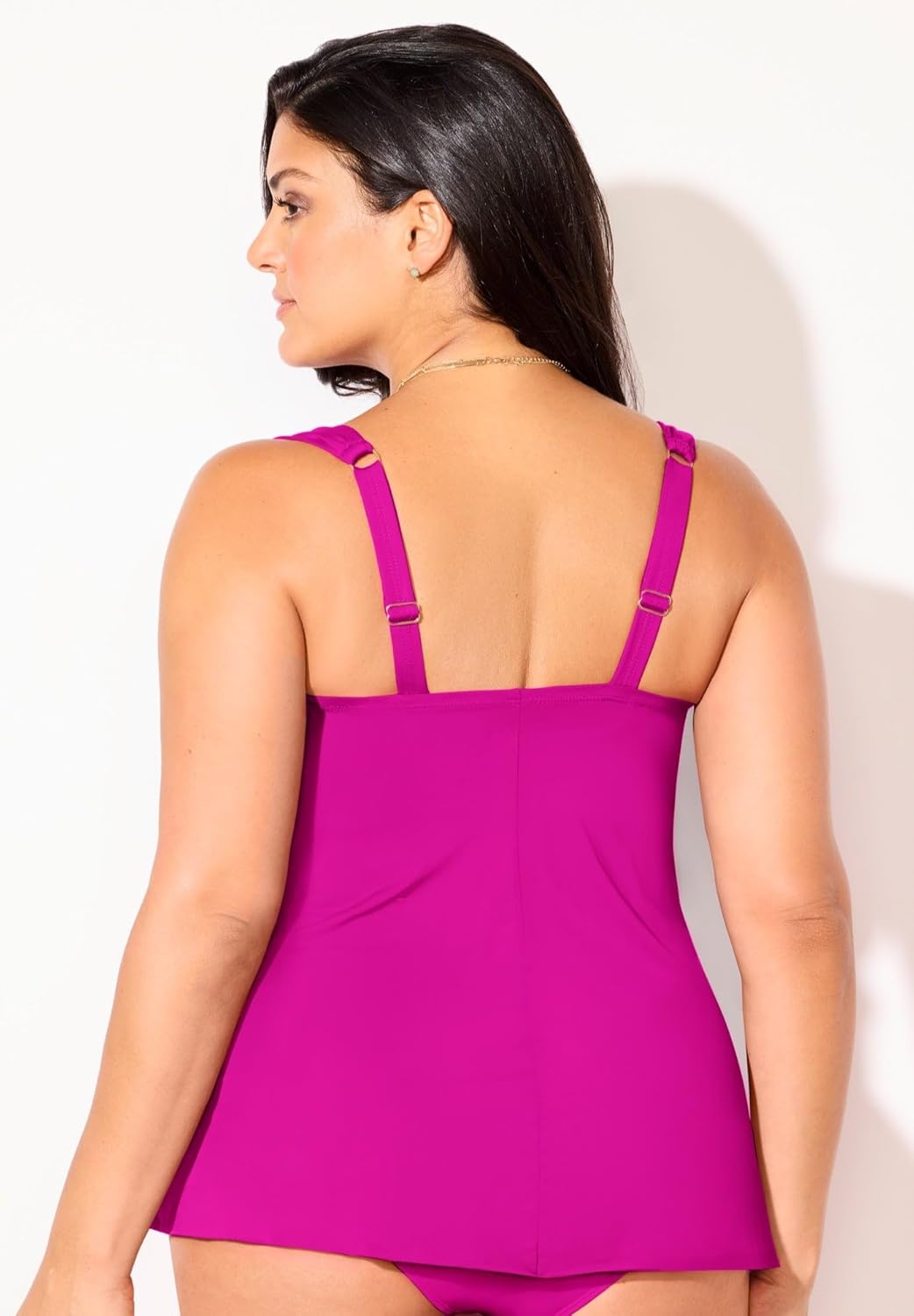 Swimsuits For All Women's Bra Sized Drape Front Lightweight Underwire Tankini Top (Plus