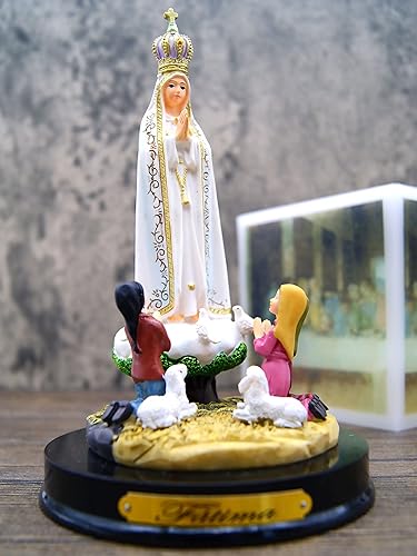 Miniatura 2 de Estatua de Nuestra Señora de Fátima de 6.5 pulgadas con aparición infantil fabricada en Portugal, color blanco