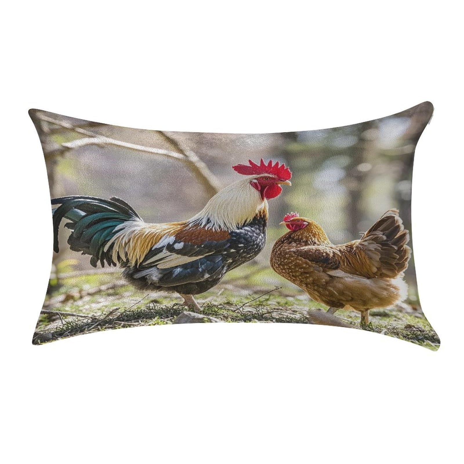 FekiLoot Rooster and Hen Pillow Covers Luxury Velvet Oblong Pillowcases Rectangular Throw Pillows Case Decorative Velvet Cushion Covers Ultra Soft Lumbar Pillow Shells 12 X 20 in