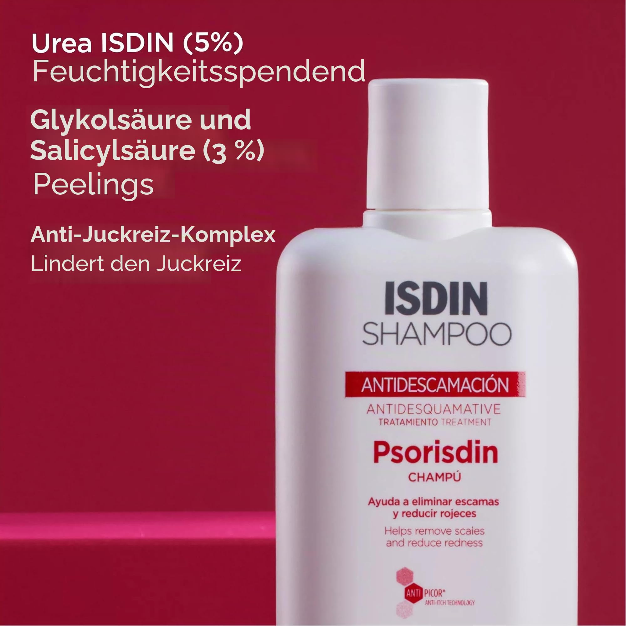 ISDIN Psorisdin Anti-Schuppen Shampoo | Entfernt Schuppen (Psoriasis) und reduziert Rötungen der Kopfhaut