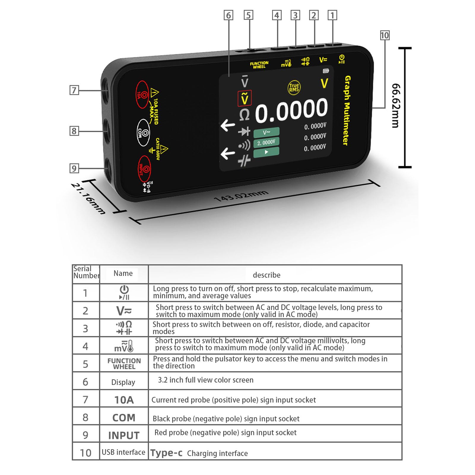Generic Multimetro Digitale 20000 Conti Anti Burning con Modalità Data Logging - Multimetro Portatile per Impianti Fotovoltaici
