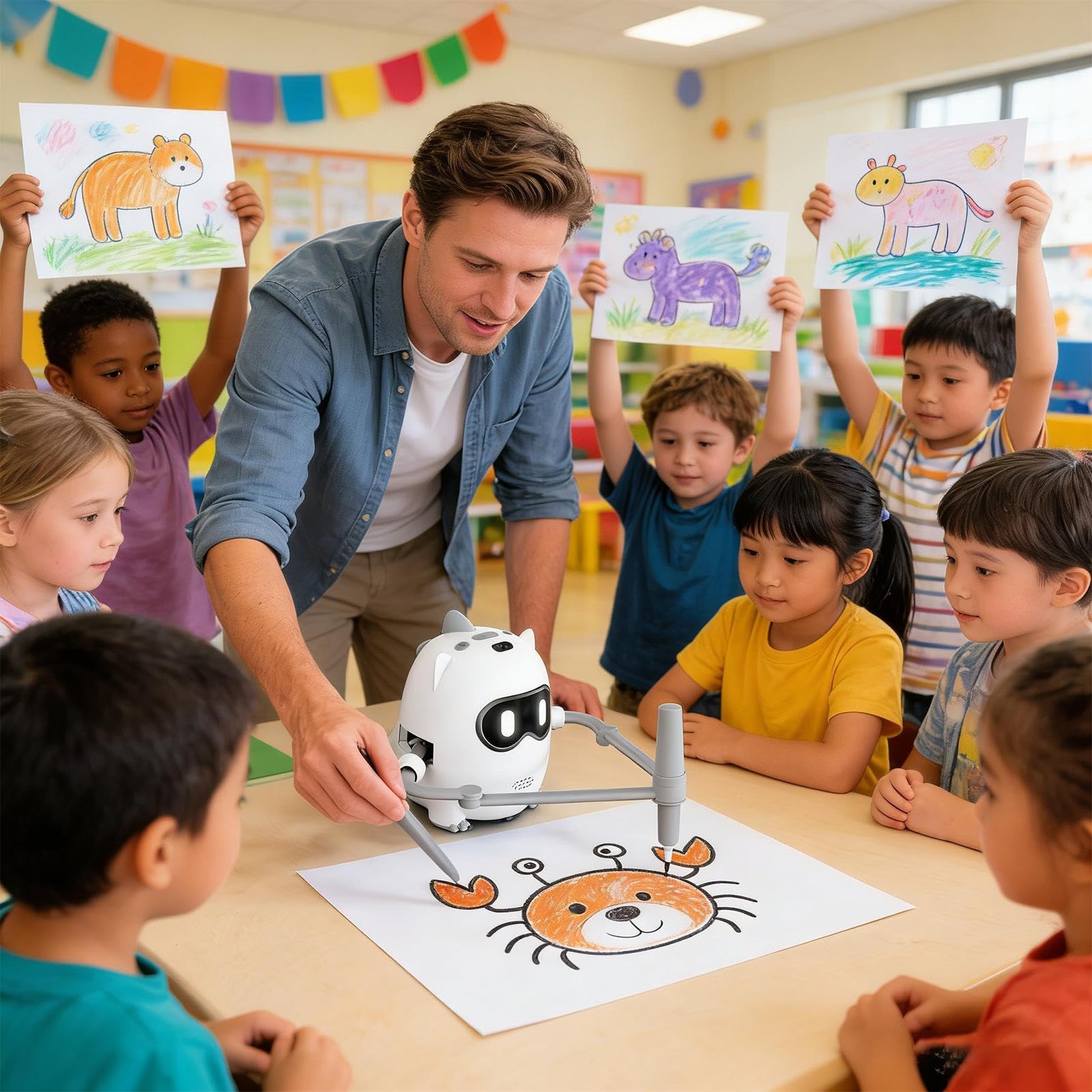 Robot Rysujący Inteligentne Edukacyjne Interaktywne Zabawki Rozwojowe | Zabawka Robot Malarski Na Przyjęcia Klasę Sztukę Kwiaty Jesień Dom Park Czas Rodziny W Plenerze Wewnątrz