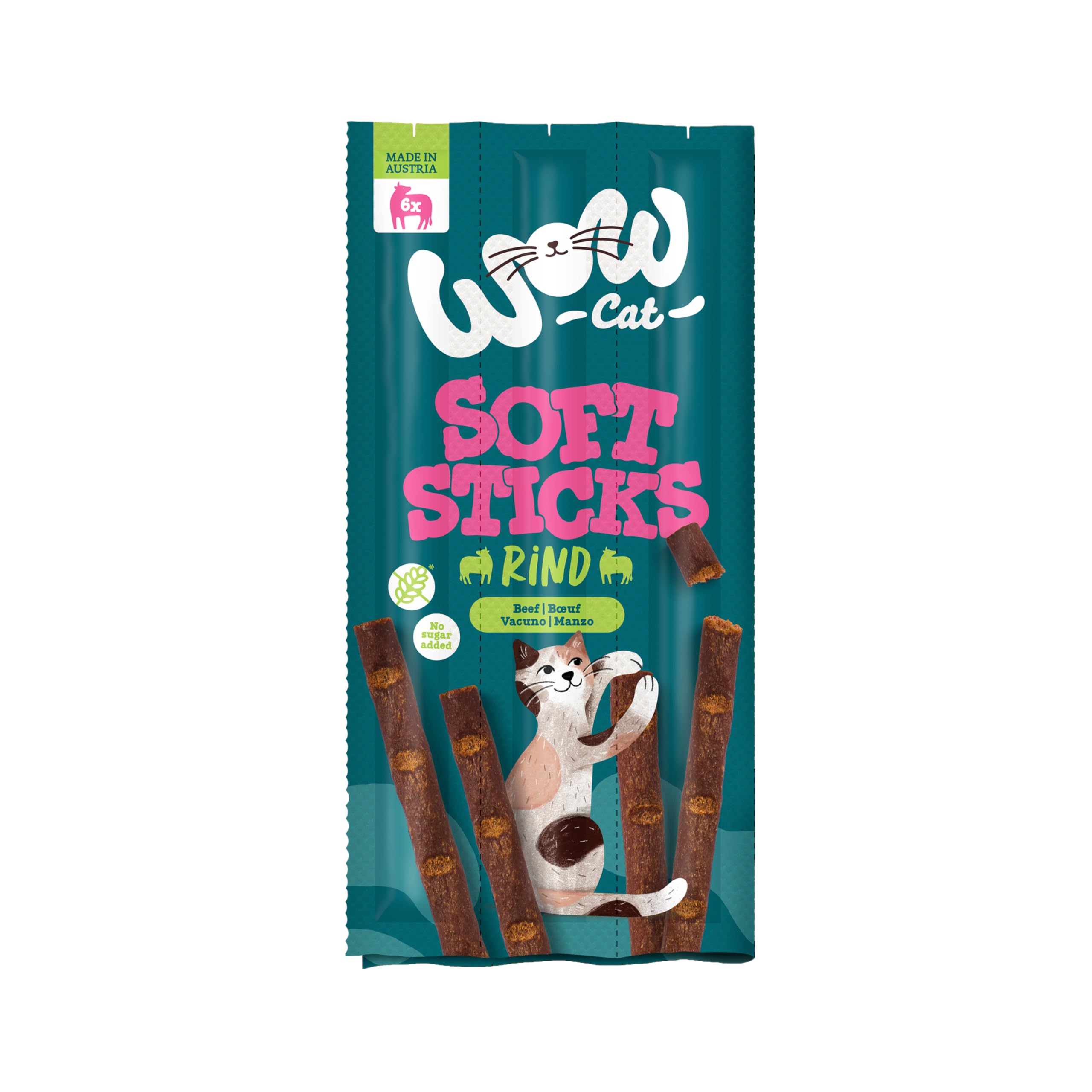 WOW Cat Soft Sticks Snack mit Rind 32 x 30g | ohne Getreide & Zucker