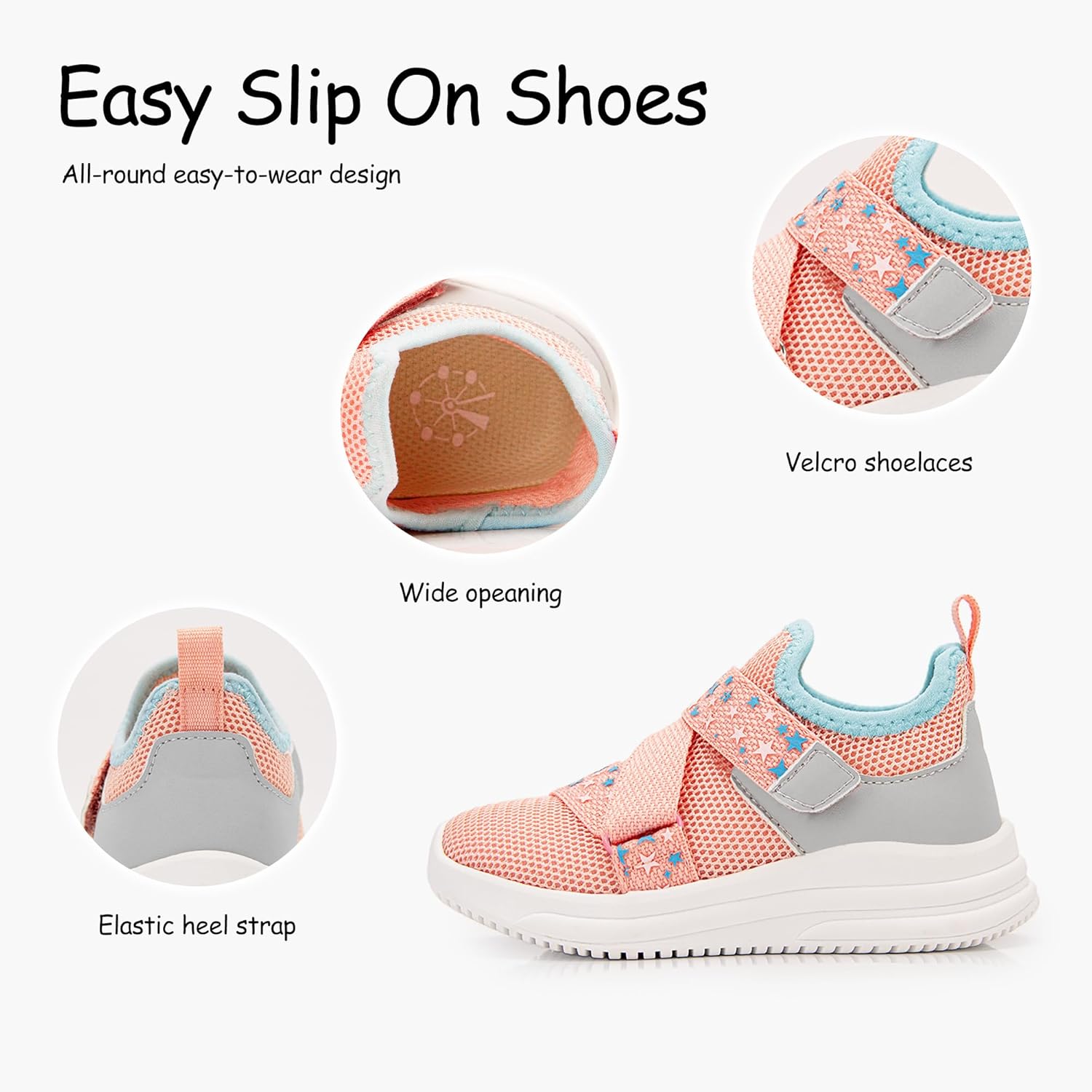 SKYWHEEL Toddler Boys Girls Tennis Shoes Kids Slip On Sneakers Lightweight Breathable Mesh Walking Running Sports Athletic Shoes for Little Kids - Image 4