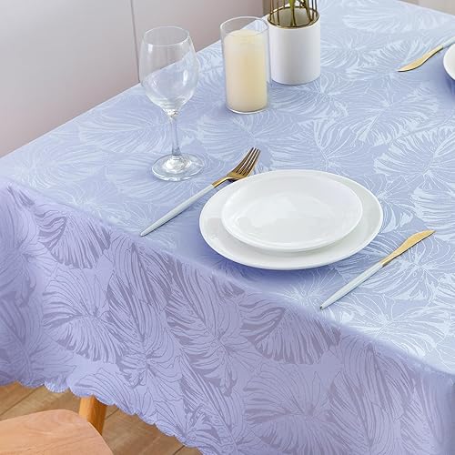 Miniatura 168 de Mantel Redondo Dorado Mantel de Mesa con Patrón de Hojas Borde Festoneado Sedoso Suave Impermeable Lavable 50 Pulgadas Cubierta de Mesa de Tela