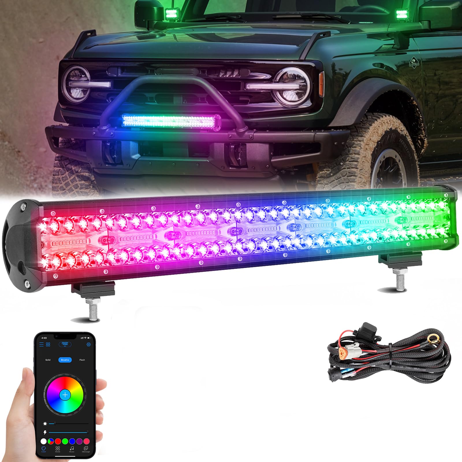 ラングラーで使用！LEDライトバー Amazon.co.jp: SWATOW INDUSTRIES 20インチ ライトバー RGB 50.8 cm