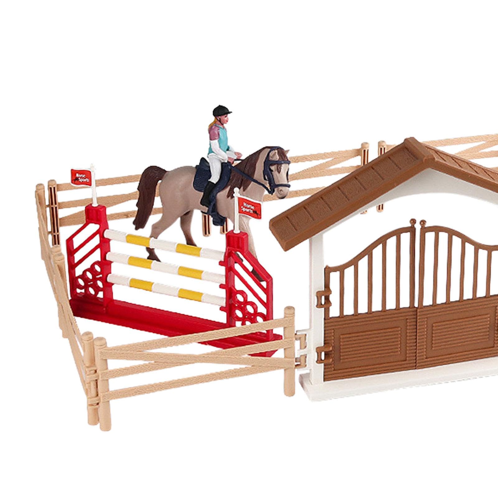 Set de Juego de Caballos con Figura de, Juguete de, Club de Equitación para Juegos de Figura de, Juguete de Caballos Par, Mujer Jinete