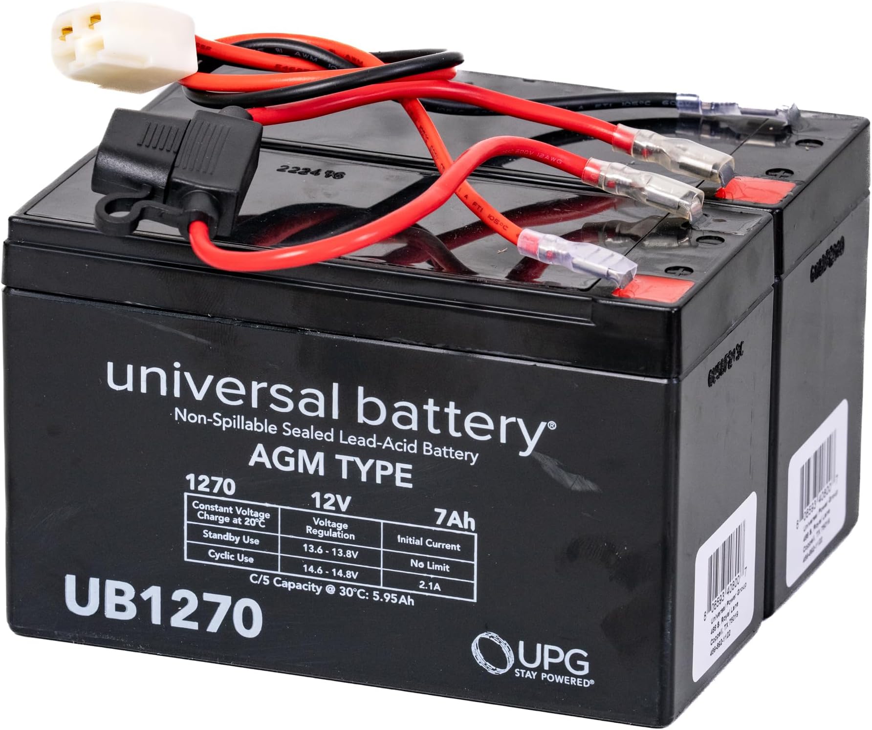 AlveyTech 24 Volt Battery Pack for the Razor Dirt Quad Electric ATV (7 Ah, All Versions) - Replacement Set of 2 Premium Rechargeable AGM Batteries with Wiring Harness, Four-Wheeler 24V System Only