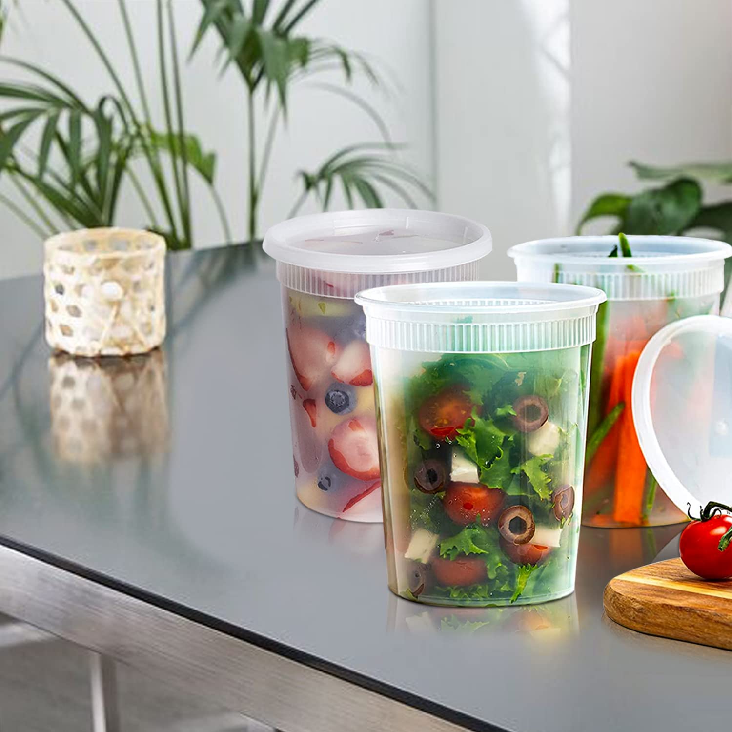 Frischhaltedosen aus Kunststoff mit luftdichten Deckeln, 900 ml, 24 Sets