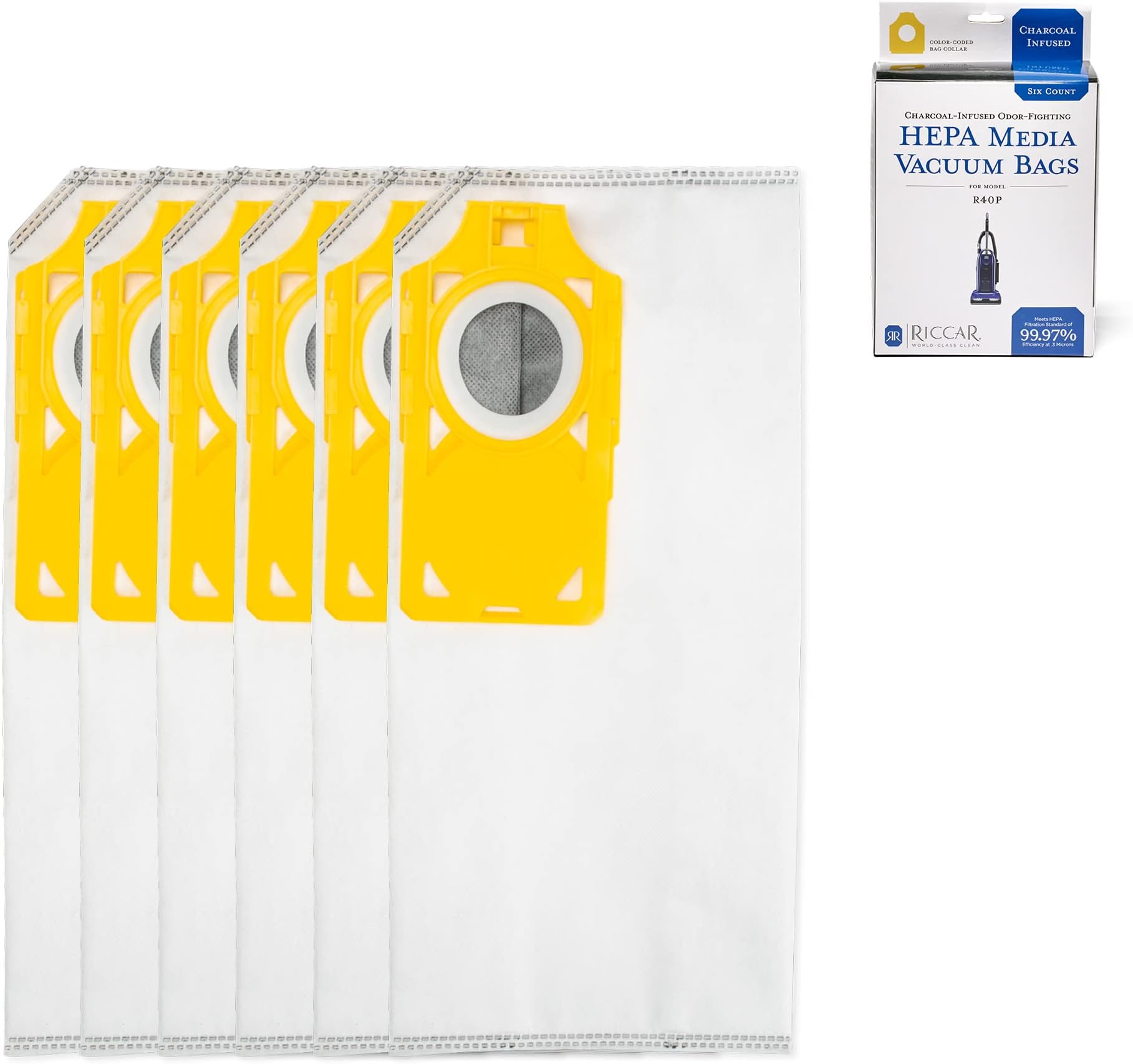 Riccar R40P HEPA Filter Vacuum Cleaner Bags, Charcoal