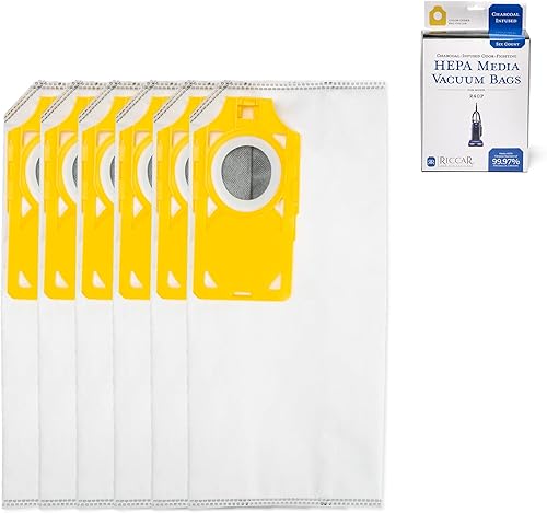 Riccar R40P - Bolsas para aspiradora con filtro HEPA, color amarillo tándem con infusión de carbón, seis bolsas incluidas, RPHC-6