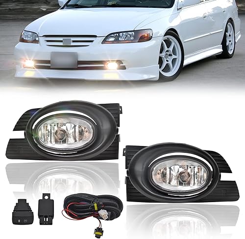 Shocklight Luces antiniebla aptas para Honda Accord 4DR 2001 2002 con kit de arnés e interruptor (lente transparente)