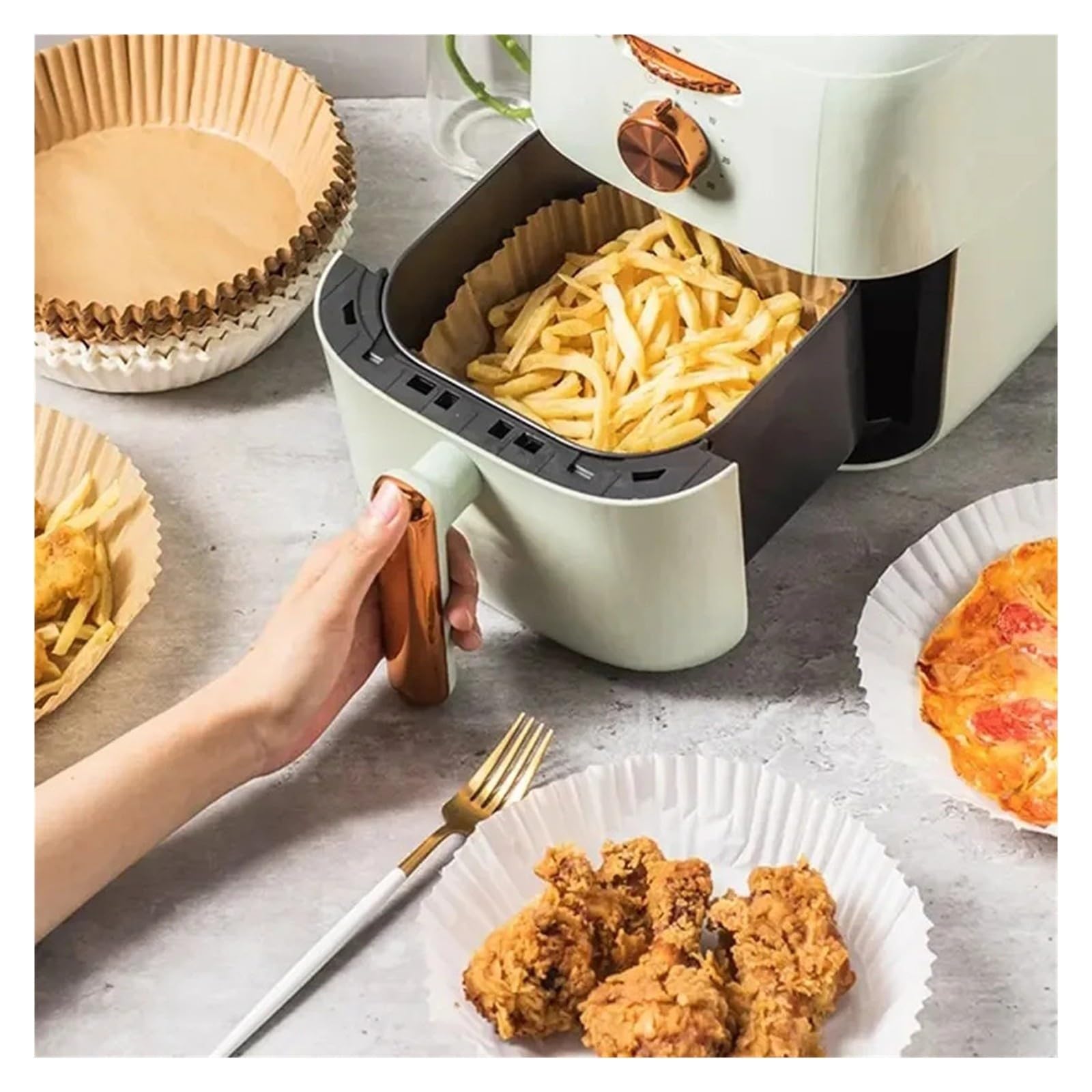Vassoi di Carta for friggitrice ad Aria Stampi for Carta da Forno for friggitrice ad Aria(100PCS Square)