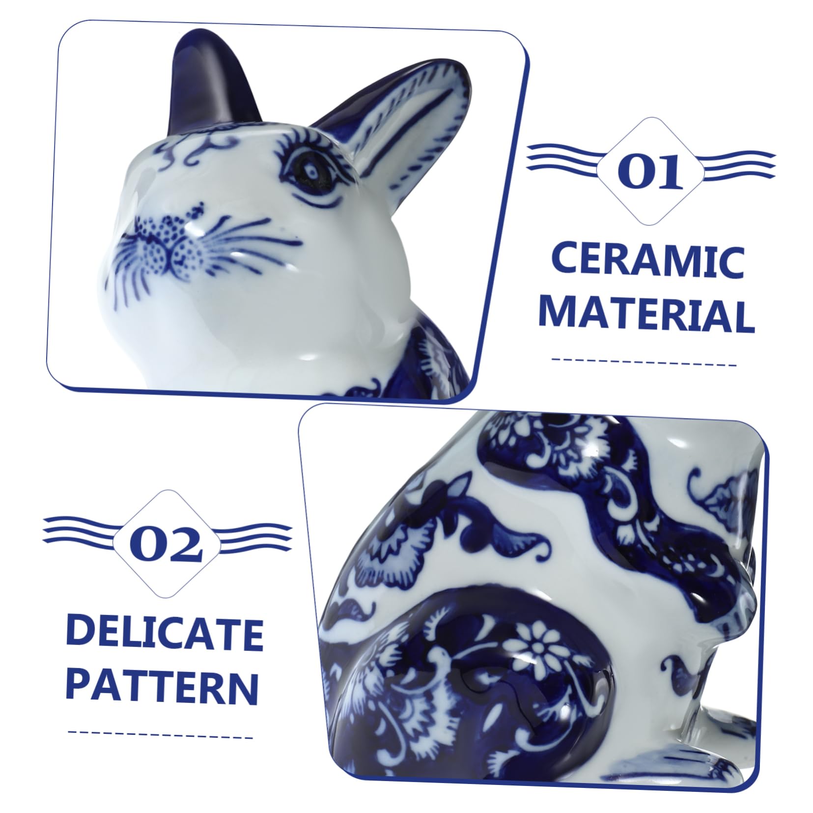 VALICLUD Sculpture de Lapin en Céramique Bleu Pâle pour Décoration Intérieure Élégante, Ornement Animalier Adorable pour Salon et Décoration de Table