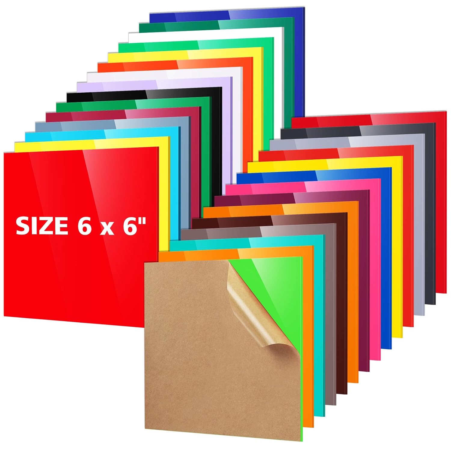 Adrattnay Acrylic Sheets 1/8" Thick, 30Pcs 6 x 6 in Cast Acrylic Sheets 3 mm for Laser Cutting, Opaque Colored Acrylic Panels for Signs, Pet Tags, DIY Crafts Decoration Laser Engraving Material