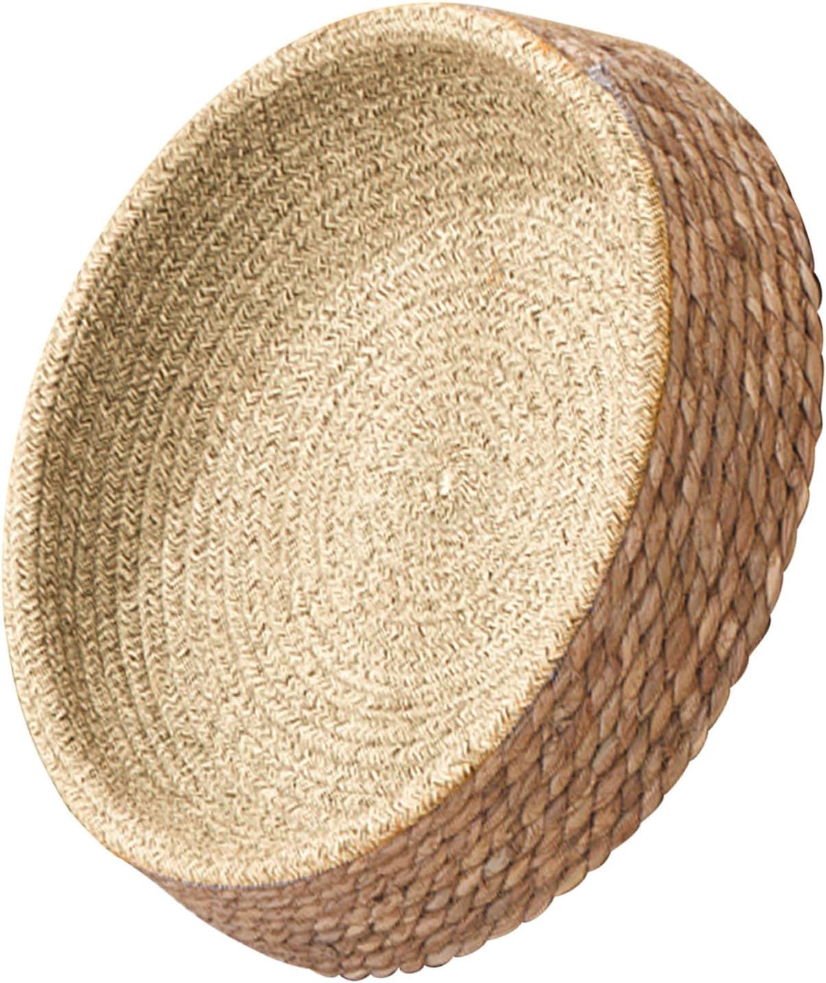 Small Rattan Pet Bed for Dogs and Cats, Woven Breathable Round Puppy Nest Cushion, Sturdy Scratch-Resistant Indoor Pet House in Light Brown