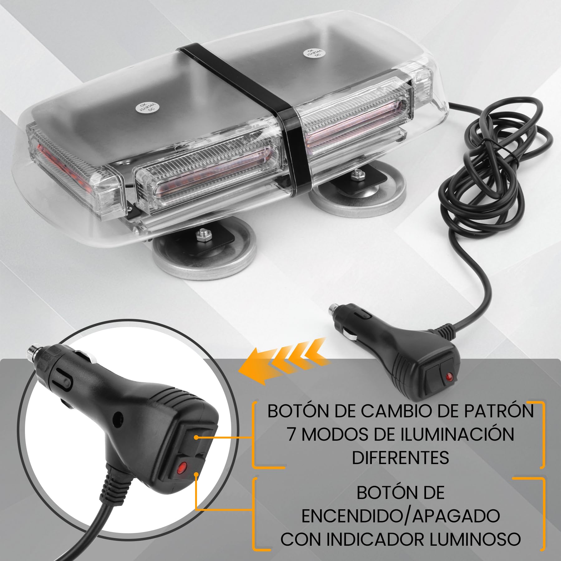 Luces Estroboscópicas De Emergencia para Coche 54 LED Magnéticas 12-24V 7 Modos Doble Control IP65 Luz De Advertencia Universal para Camión SUV Vehículos