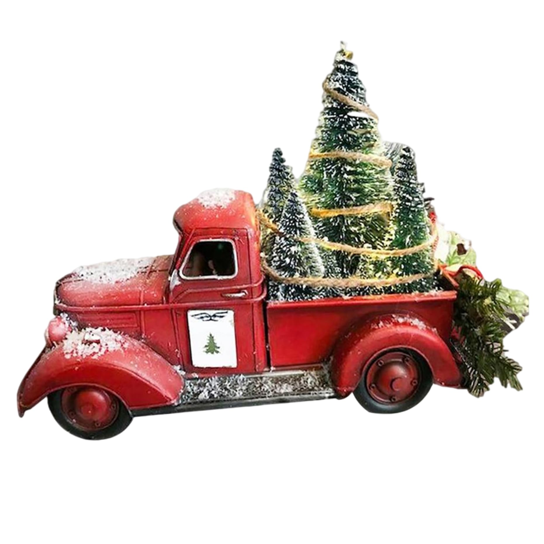 Camion de Ferme Rouge de Noël idée cadeau déco vintage pour table de fête